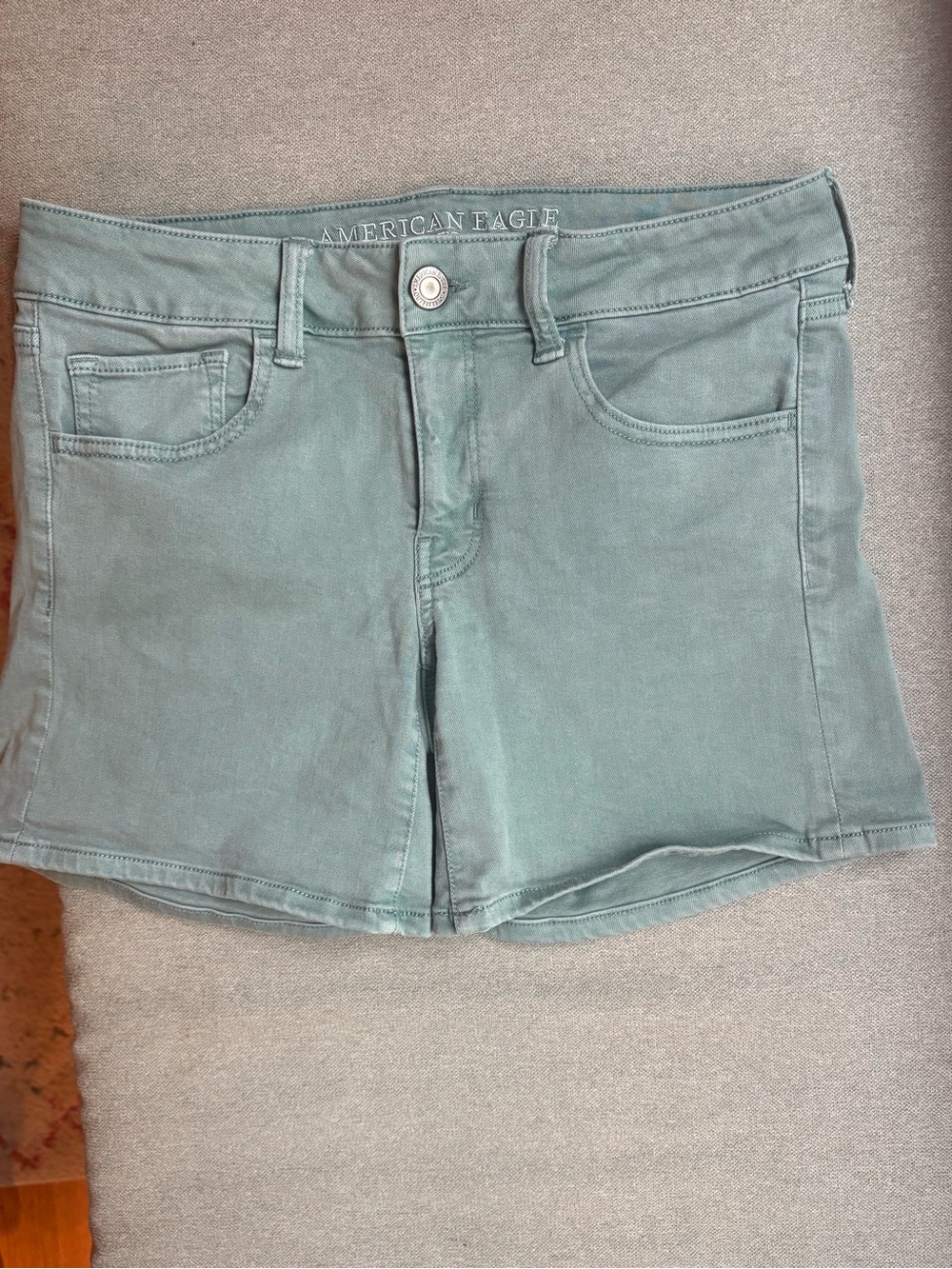American Eagle Outfitters Women's Sage Green Denim Shorts